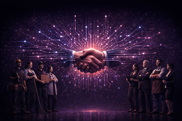 An AI voice agent connecting service businesses with their customers